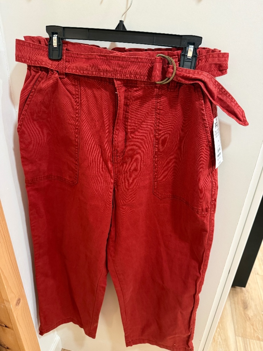Time and true paper bag jean sz 14 womens regular red with belt